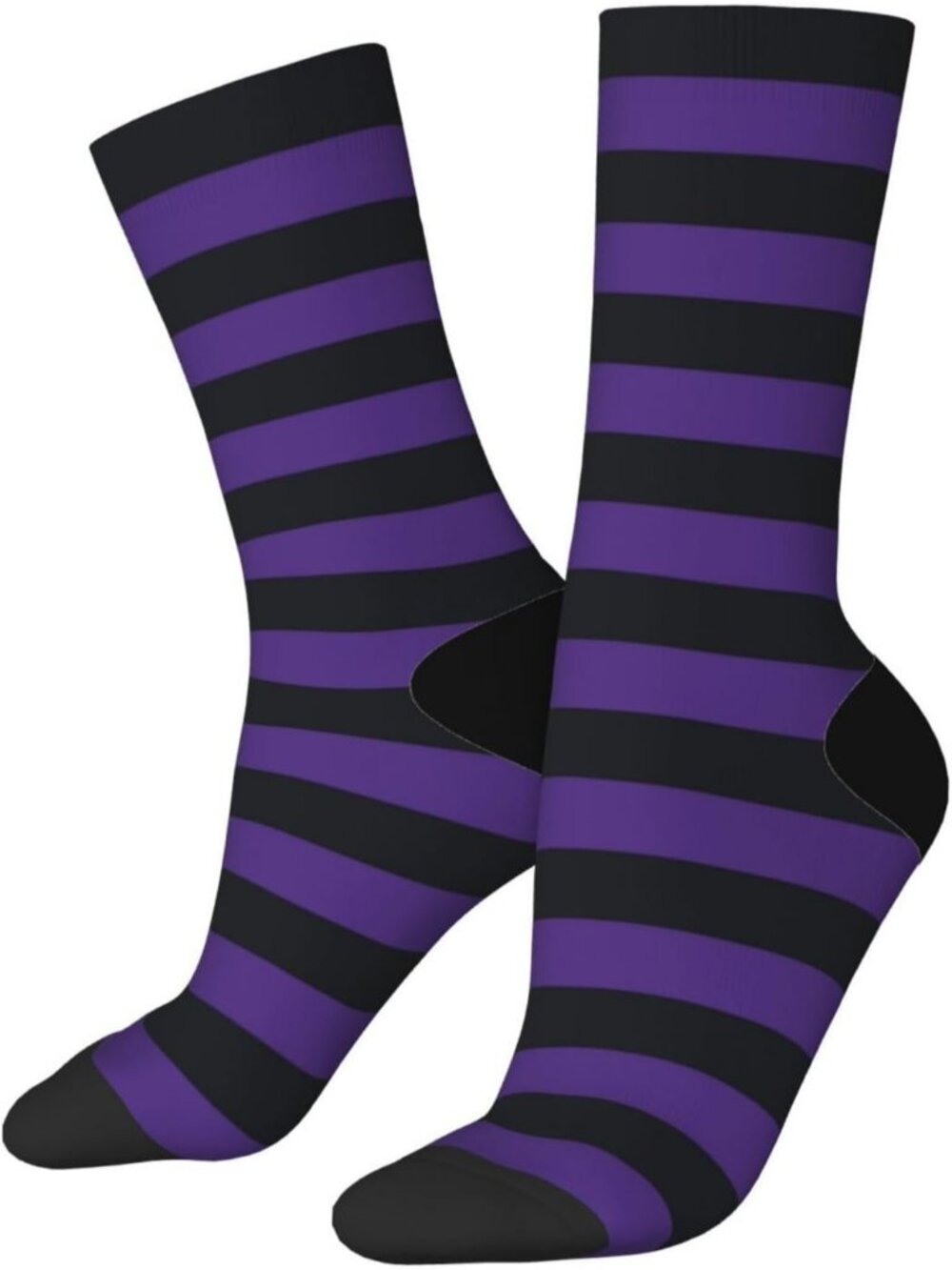 Women's Purple Black Crew Socks Funny Novelty Casual Athletic Dress Socks